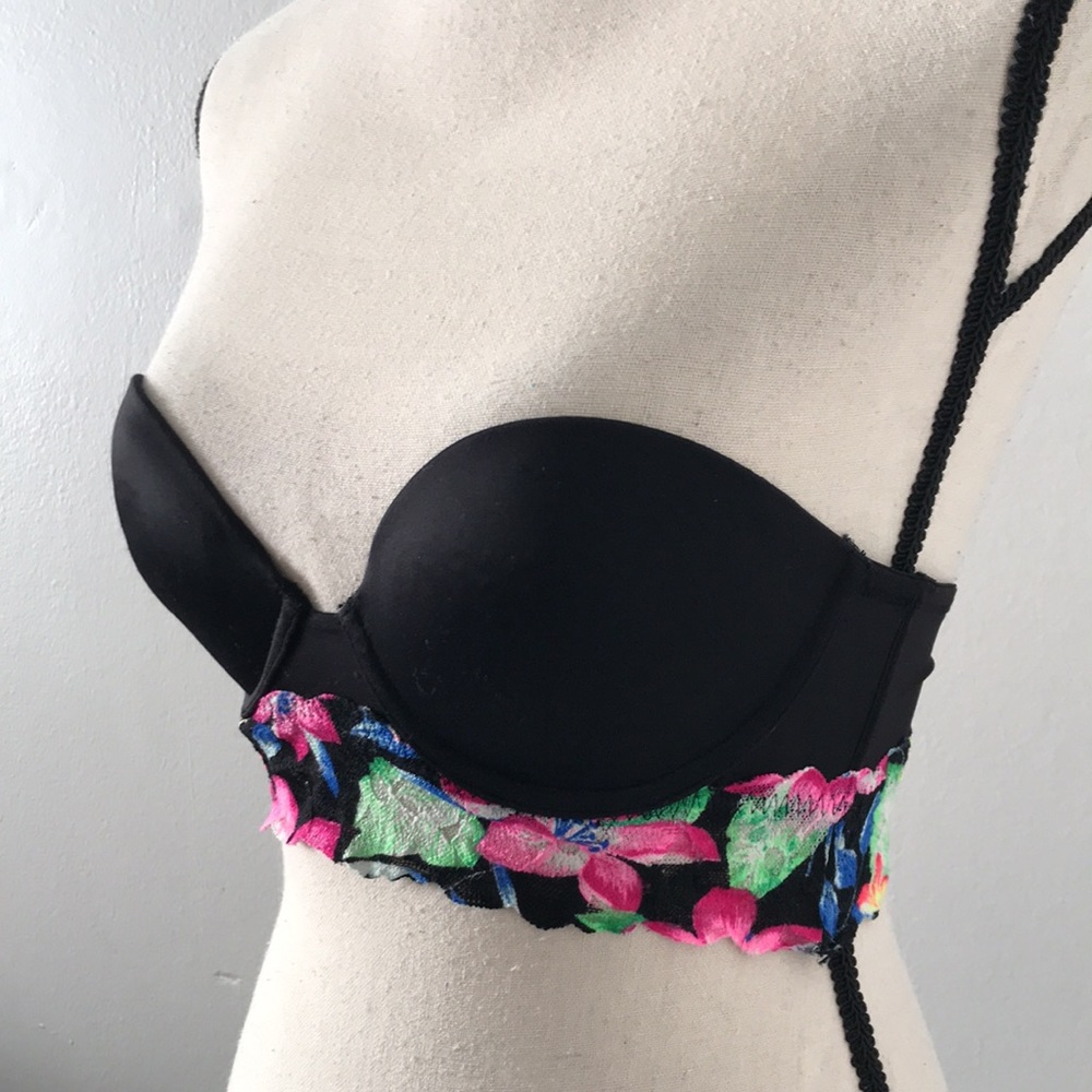 ❤️3X20 PINK Victoria’s Secret Floral Trim Strapless Bustier | 34B
